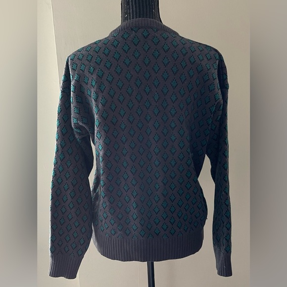 Vintage Pierre Cardin Purple & Green Diamond Print Sweater Size Medium - Picture 4 of 9